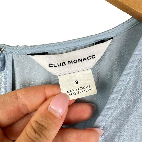 Club Monaco Light Blue Easy Tiered 3/4 Sleeve Billowy Vacation Comfy Midi Dress - Picture 14 of 16